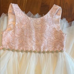 American Princess Pink Silver White Tulle Gold Rhinestone Cinderella Dress Gown